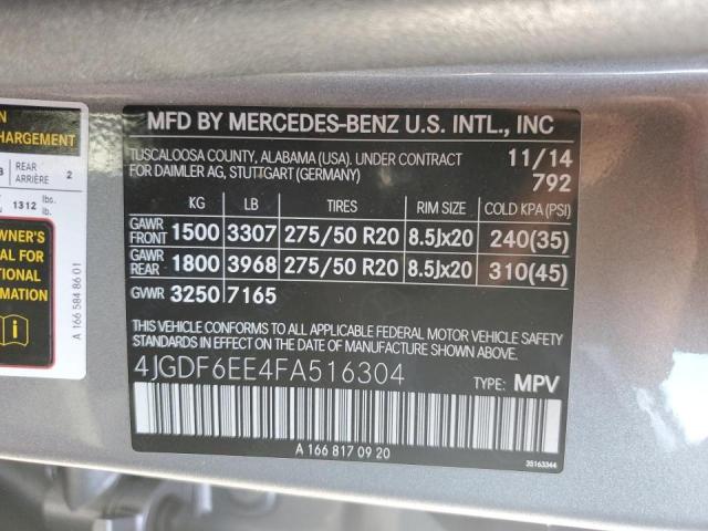 4JGDF6EE4FA516304 - 2015 MERCEDES-BENZ GL 450 4MATIC SILVER photo 13