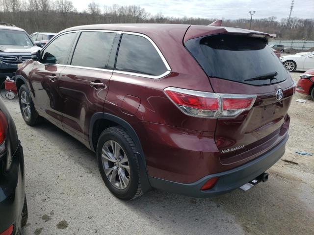 5TDZKRFH0ES015959 - 2014 TOYOTA HIGHLANDER LE RED photo 2