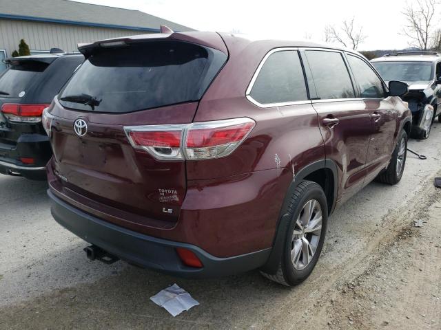 5TDZKRFH0ES015959 - 2014 TOYOTA HIGHLANDER LE RED photo 3