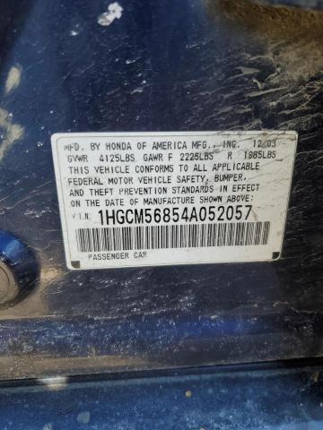 1HGCM56854A052057 - 2004 HONDA ACCORD EX BLUE photo 12