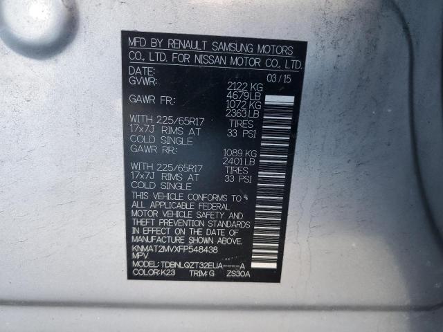 KNMAT2MVXFP548438 - 2015 NISSAN ROGUE S SILVER photo 13