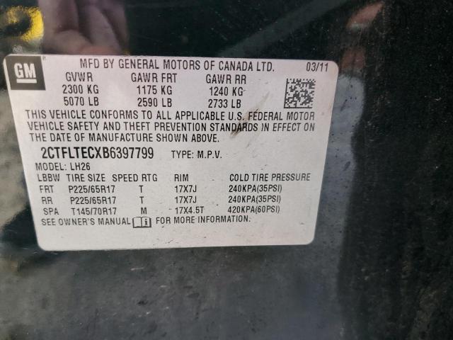 2CTFLTECXB6397799 - 2011 GMC TERRAIN SLE BLACK photo 12