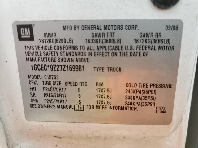 1GCEC19Z27Z169981 - 2007 CHEVROLET SILVERADO C1500 CLASSIC Ağ foto 12