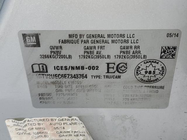 1GTV2UEC6EZ343764 - 2014 GMC SIERRA K1500 SLE SILVER photo 12