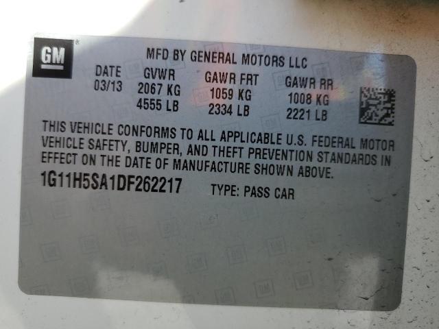 1G11H5SA1DF262217 - 2013 CHEVROLET MALIBU LTZ თეთრი ფოტო 13