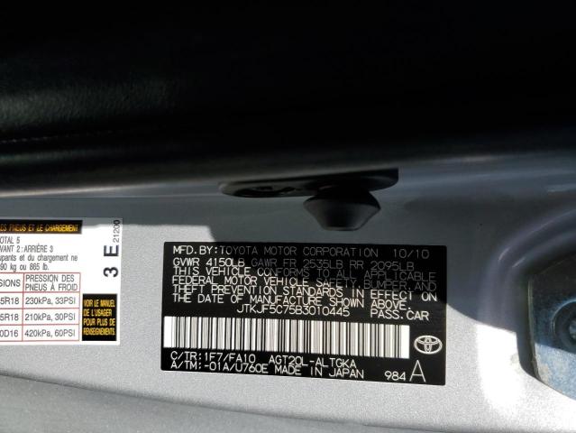 JTKJF5C75B3010445 - 2011 TOYOTA SCION TC ვერცხლისფერი ფოტო 12