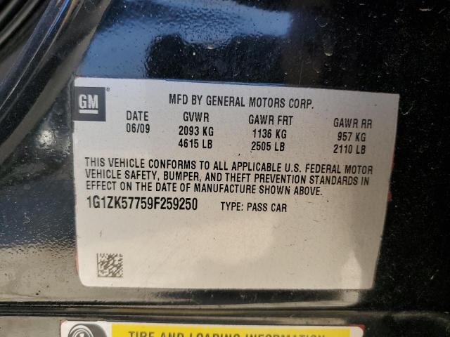 1G1ZK57759F259250 - 2009 CHEVROLET MALIBU LTZ შავი ფოტო 12