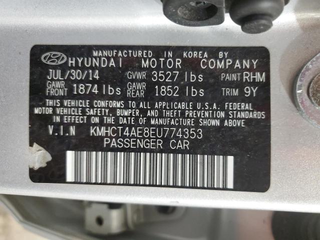 KMHCT4AE8EU774353 - 2014 HYUNDAI ACCENT GLS SILVER photo 12