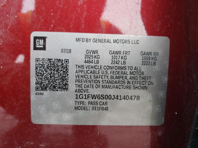 1G1FW6S00J4140478 - 2018 CHEVROLET BOLT EV LT RED photo 12
