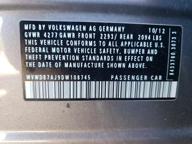 WVWDB7AJ9DW108745 - 2013 VOLKSWAGEN GOLF Boz foto 12