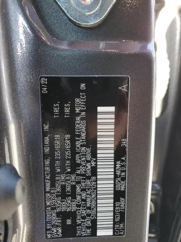 5TDGZRBH2NS212818 - 2022 TOYOTA HIGHLANDER XLE GRAY photo 13