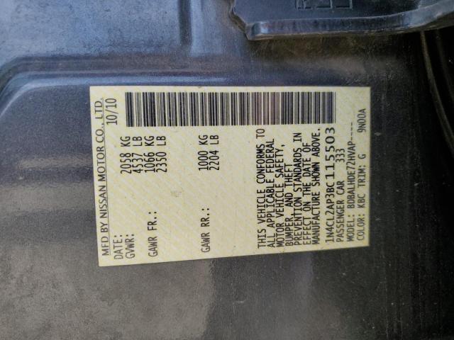 1N4CL2AP3BC115503 - 2011 NISSAN ALTIMA HYBRID GRAY photo 12