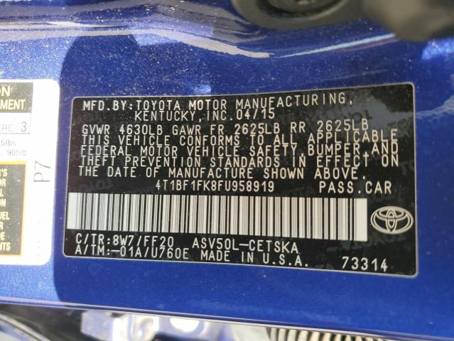 4T1BF1FK8FU958919 - 2015 TOYOTA CAMRY LE BLUE photo 12