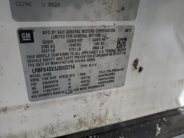 LRBFX4SX3JD002714 - 2018 BUICK ENVISION PREMIUM II WHITE photo 13