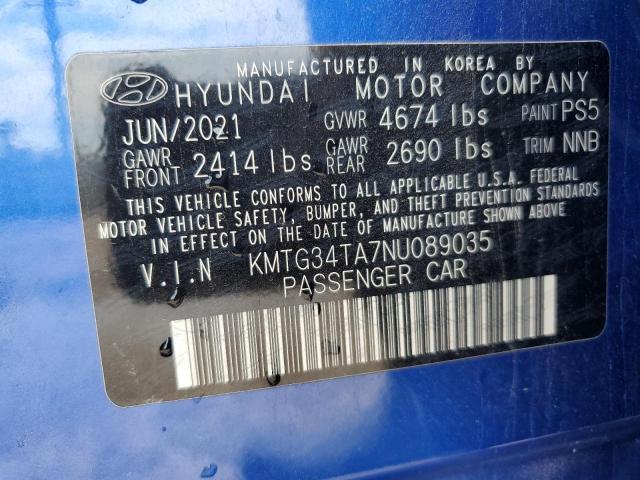 KMTG34TA7NU089035 - 2022 GENESIS G70 BASE BLUE photo 12