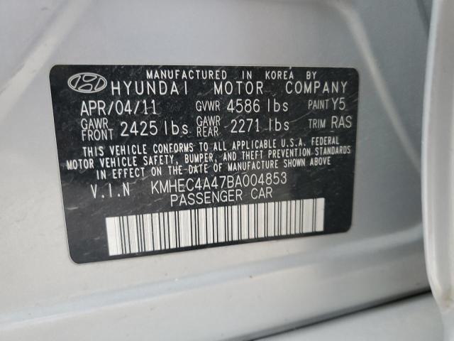 KMHEC4A47BA004853 - 2011 HYUNDAI SONATA HYBRID SILVER photo 12