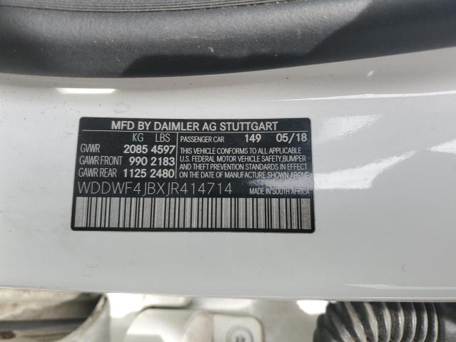 WDDWF4JBXJR414714 - 2018 MERCEDES-BENZ C 300 WHITE photo 12