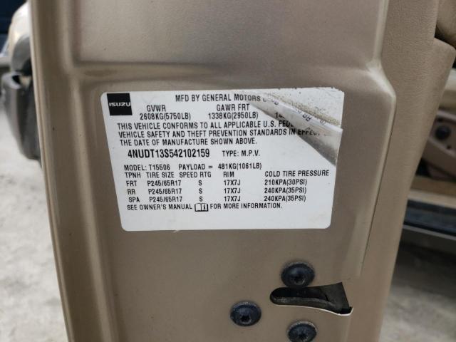 4NUDT13S542102159 - 2004 ISUZU ASCENDER S 金色 照片 13