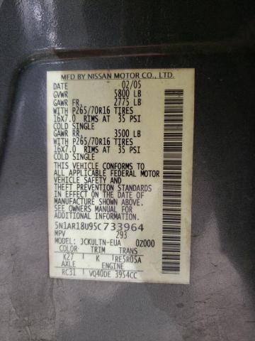 5N1AR18U95C733964 - 2005 NISSAN PATHFINDER LE 灰色 照片 13