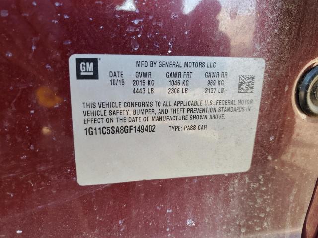 1G11C5SA8GF149402 - 2016 CHEVROLET MALIBU LIM LT 栗色 照片 12