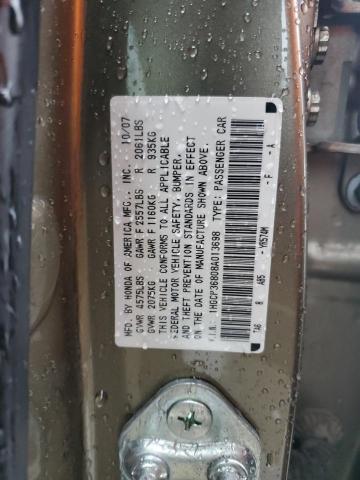 1HGCP36808A013698 - 2008 HONDA ACCORD EXL TAN photo 12