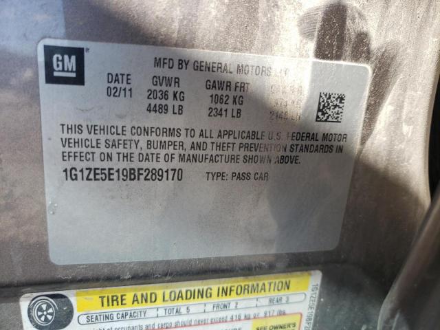 1G1ZE5E19BF289170 - 2011 CHEVROLET MALIBU LTZ ნაცრისფერი ფოტო 12