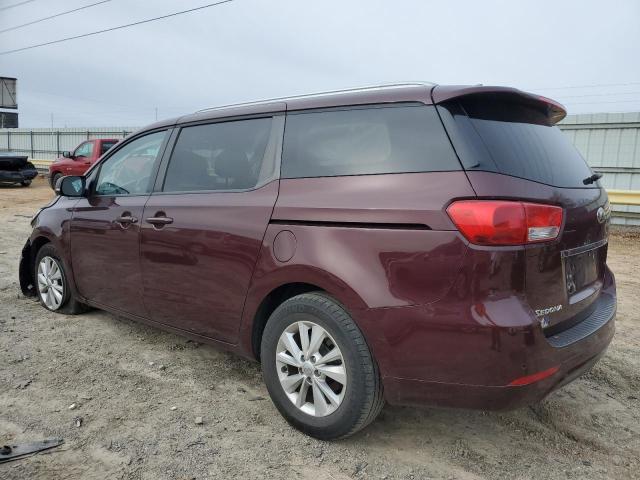 KNDMB5C15H6282142 - 2017 KIA SEDONA LX BURGUNDY photo 2