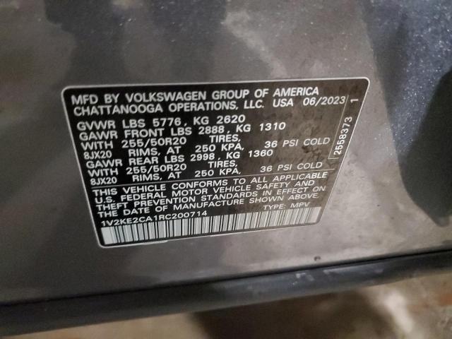 1V2KE2CA1RC200714 - 2024 VOLKSWAGEN ATLAS CROS SE GRAY photo 13