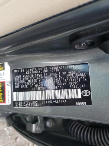 4T1BK3DB5BU398118 - 2011 TOYOTA AVALON BASE ნაცრისფერი ფოტო 10