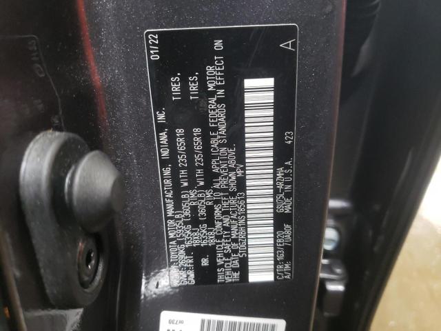 5TDGZRBH1NS185613 - 2022 TOYOTA HIGHLANDER XLE Մոխրագույն լուսանկար 12