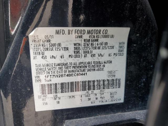 1FT7W2BT4BEC60441 - 2011 FORD F250 SUPER DUTY BLACK photo 12