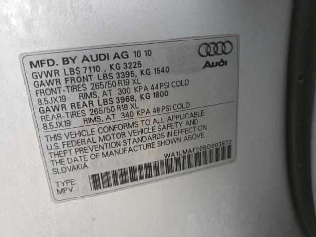 WA1LMAFE0BD003870 - 2011 AUDI Q7 PREMIUM PLUS SILVER photo 13