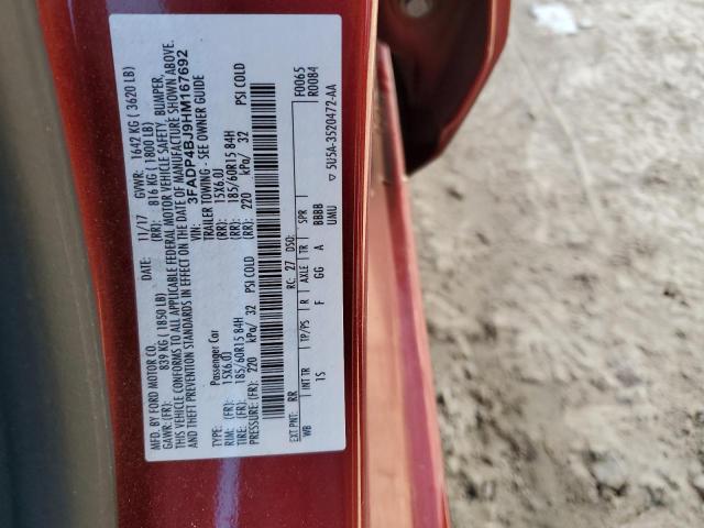 3FADP4BJ9HM167692 - 2017 FORD FIESTA SE RED photo 12