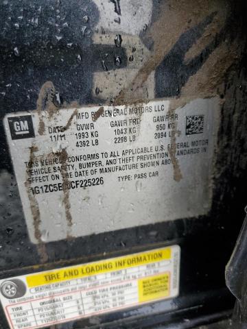 1G1ZC5E00CF225226 - 2012 CHEVROLET MALIBU 1LT შავი ფოტო 12