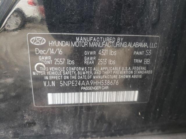 5NPE24AA9HH538676 - 2017 HYUNDAI SONATA ECO BLACK photo 12