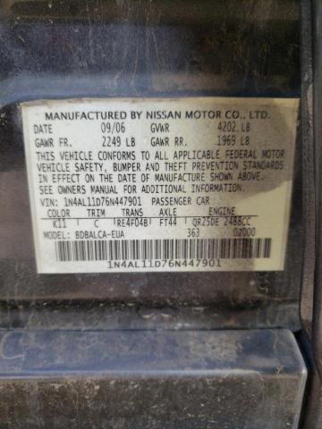 1N4AL11D76N447901 - 2006 NISSAN ALTIMA S GRAY photo 12