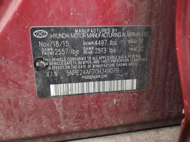 5NPE24AF7GH349079 - 2016 HYUNDAI SONATA SE RED photo 12