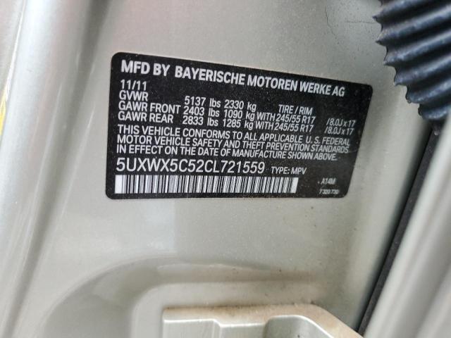 5UXWX5C52CL721559 - 2012 BMW X3 XDRIVE28I SILVER photo 12