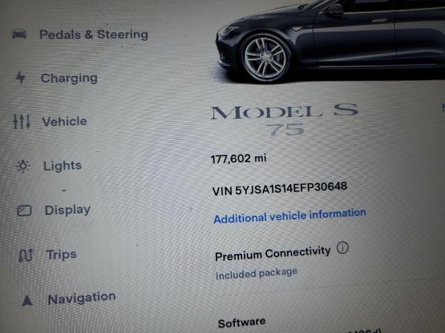 5YJSA1S14EFP30648 - 2014 TESLA MODEL S GRAY photo 9