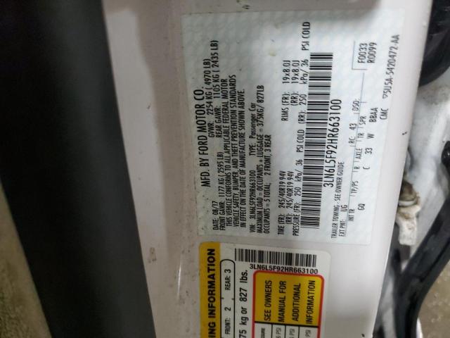 3LN6L5F92HR663100 - 2017 LINCOLN MKZ RESERVE თეთრი ფოტო 12