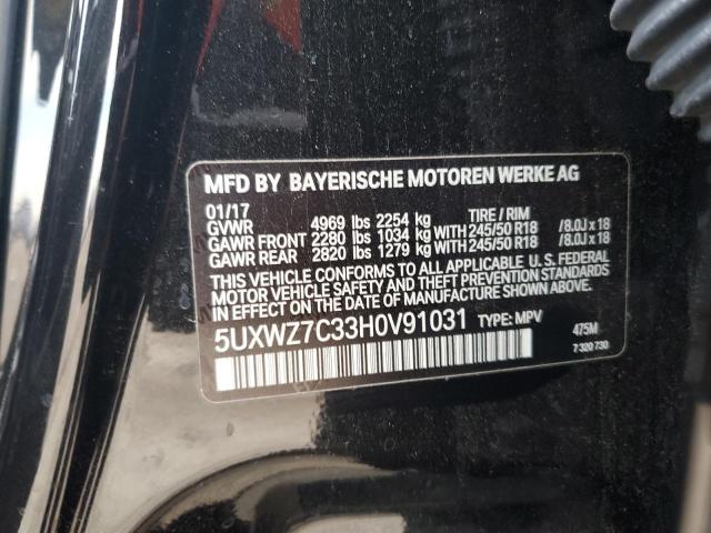5UXWZ7C33H0V91031 - 2017 BMW X3 SDRIVE28I BLACK photo 12