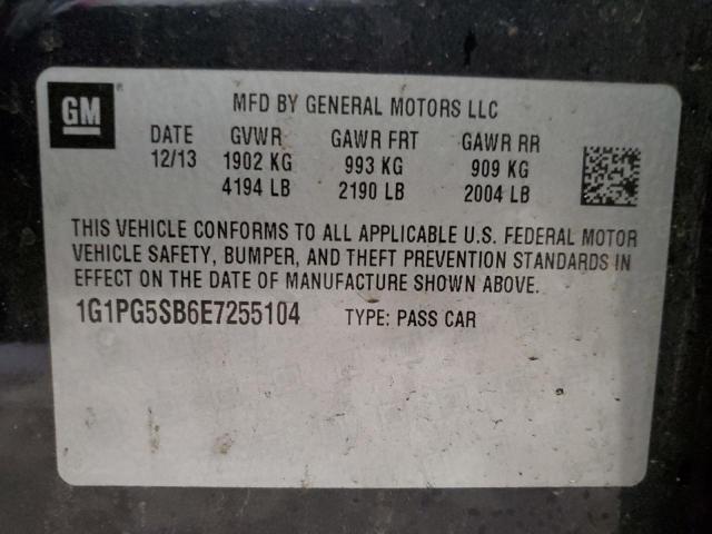 1G1PG5SB6E7255104 - 2014 CHEVROLET CRUZE LTZ GRAY photo 12