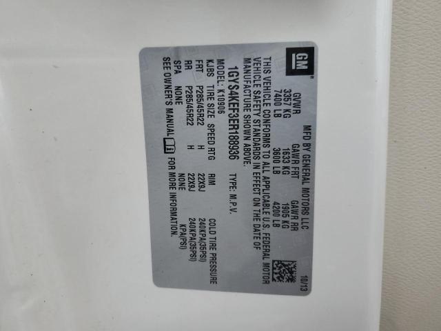 1GYS4KEF3ER188936 - 2014 CADILLAC ESCALADE ESV PLATINUM თეთრი ფოტო 13