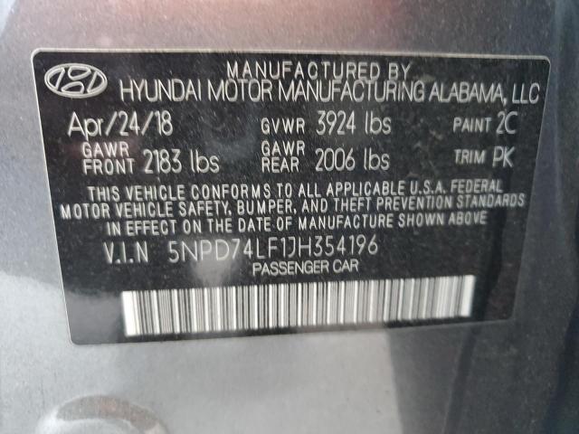 5NPD74LF1JH354196 - 2018 HYUNDAI ELANTRA SE GRAY photo 12