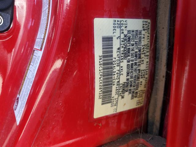 3N1BC1CP6CK289352 - 2012 NISSAN VERSA S RED photo 13