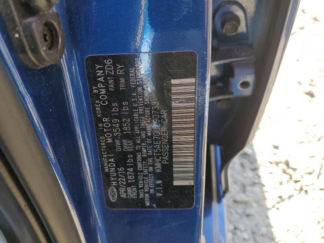 KMHCT5AE7GU290733 - 2016 HYUNDAI ACCENT SE BLUE photo 12