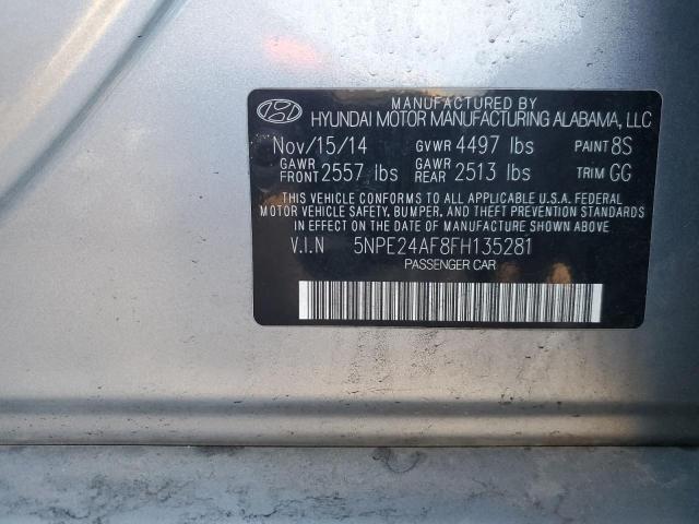 5NPE24AF8FH135281 - 2015 HYUNDAI SONATA SE SILVER photo 13