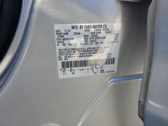 2FMDK4JC4BBA54281 - 2011 FORD EDGE SEL SILVER photo 13