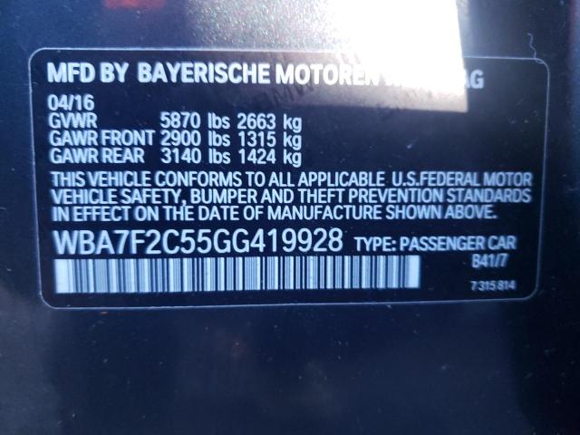 WBA7F2C55GG419928 - 2016 BMW 750I XDRIV XI GRAY photo 13