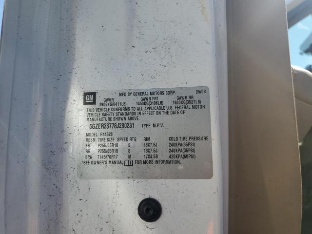 5GZER23778J280231 - 2008 SATURN OUTLOOK XR თეთრი ფოტო 14